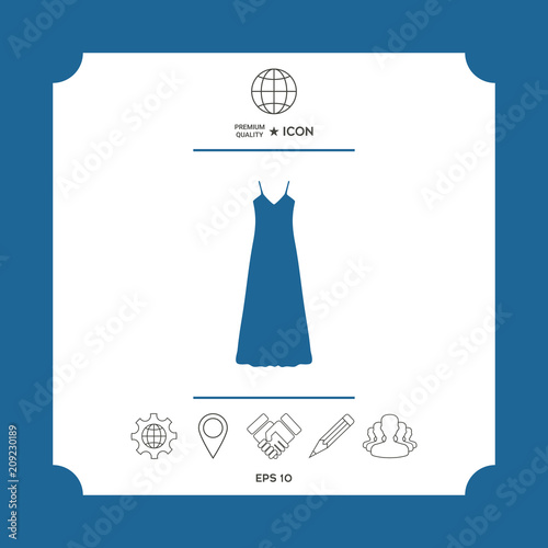Long Dress, Evening dress, combination or nightie , the silhouette. Menu item in the web design