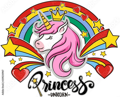 unicorn head mascot, vector illustration