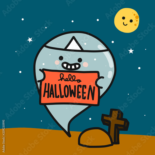 Halloween ghost cartoon vector illustration