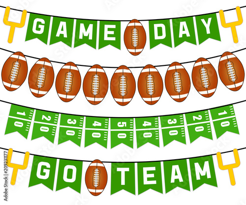 American football bunting flags party decoration