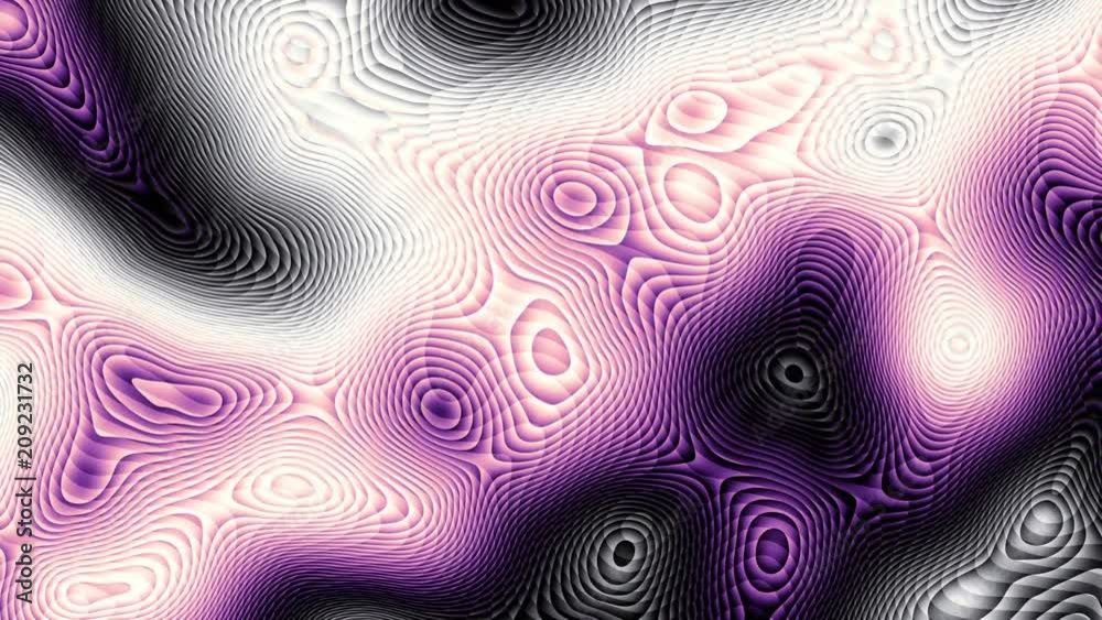 Moving random wavy texture. Psychedelic animated background. Transform abstract curved shapes. Looping footage.
