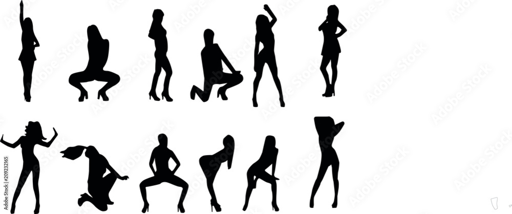 different female dancing silhouettes, people in motion