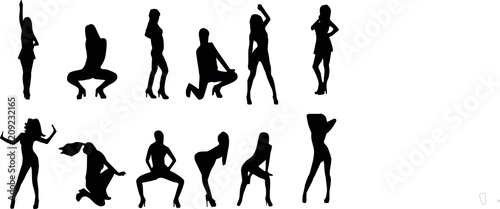 different female dancing silhouettes, people in motion