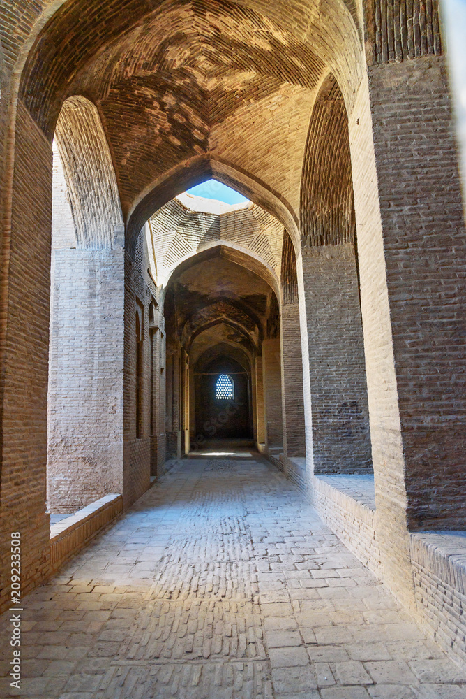 Corridor on Jameh mosque in Isfahan. Iran