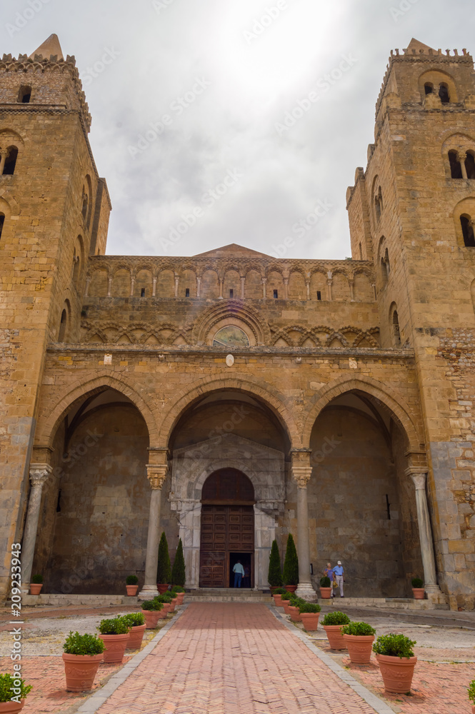 Exterior view of Cefalu Cathedral in the city
