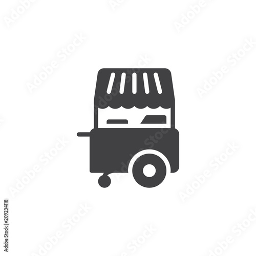 Ice cream stall shop vector icon. filled flat sign for mobile concept and web design. Fast food street cart simple solid icon. Symbol, logo illustration. Pixel perfect vector graphics