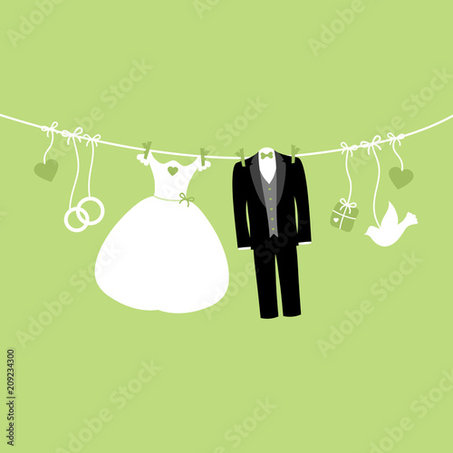 Wedding Symbols Hanging Retro Green/White/Black