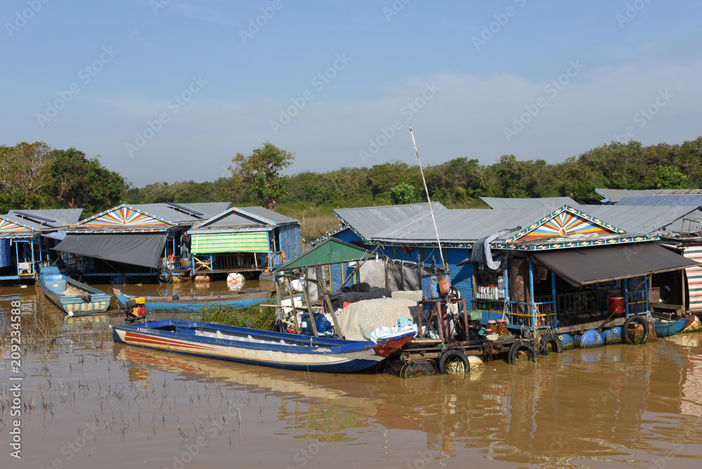 The floating village on the water of Tonle Sap lake The floating village on the water of Tonle Sap lake