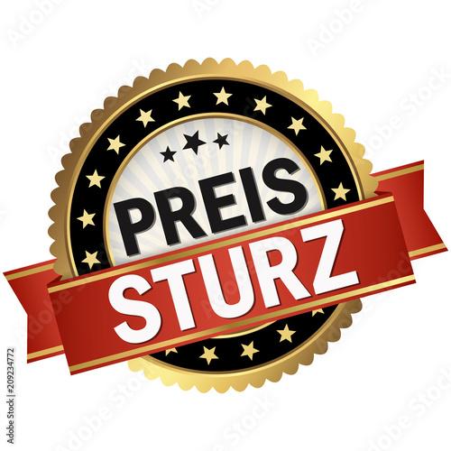 button with red banner Preissturz