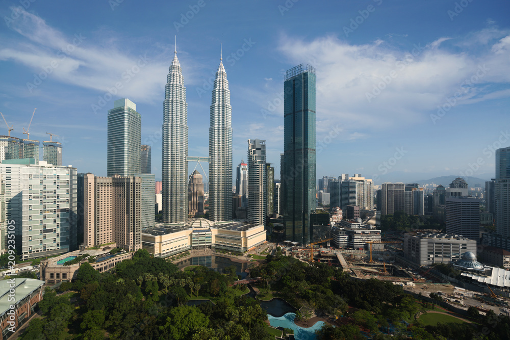 Kuala Lumpur city skyline and skyscrapers building at business district downtown in Kuala Lumpur, Malaysia. Asia..