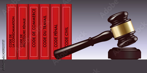 justice - loi, maillet - marteau - juge - maillet de justice - code civil - code pénal - verdict