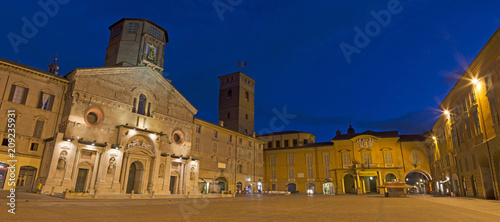 REGGIO EMILIA, ITALY - APRIL 12, 2018: Piazza del Duomo at dusk.