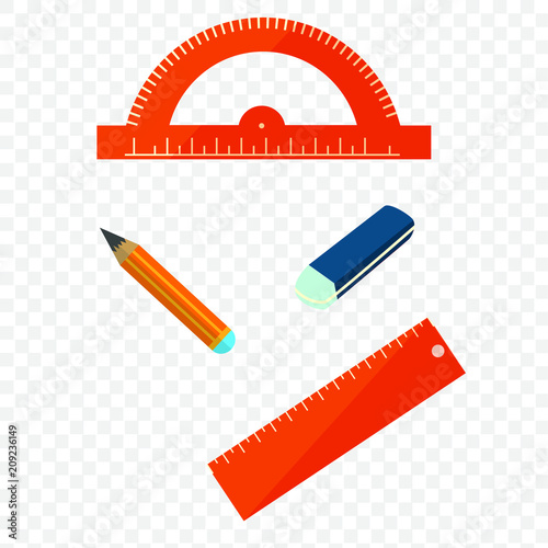 Illustration eines Geometrie-Sets für die Schule