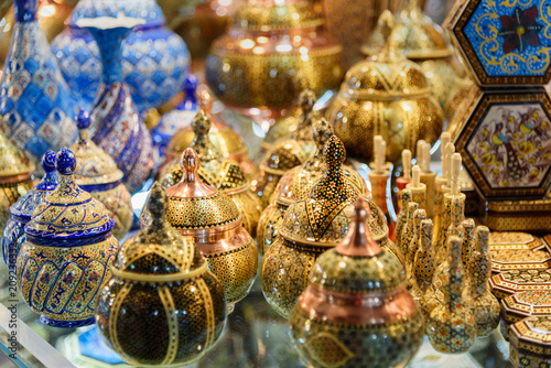 Traditional souvenirs on Grand Bazaar in Isfahan. Iran