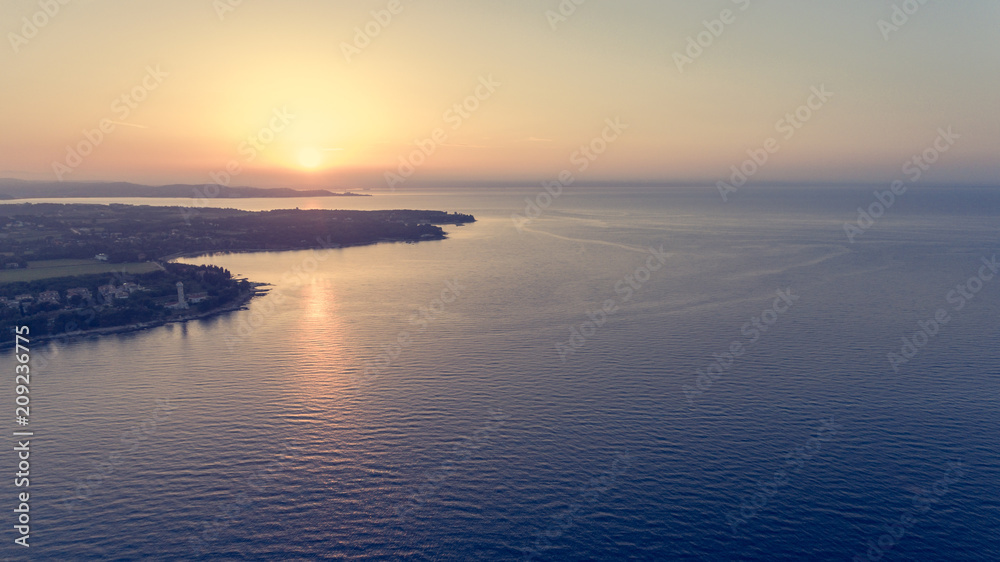 Spectacular aerial seascape panorama at sunrise. Spectacular aerial seascape panorama at sunrise.