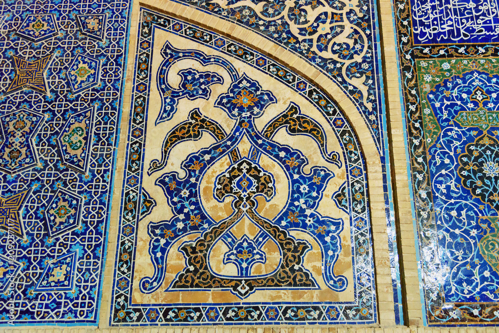 Architectural detail of Jameh mosque in Isfahan. Iran