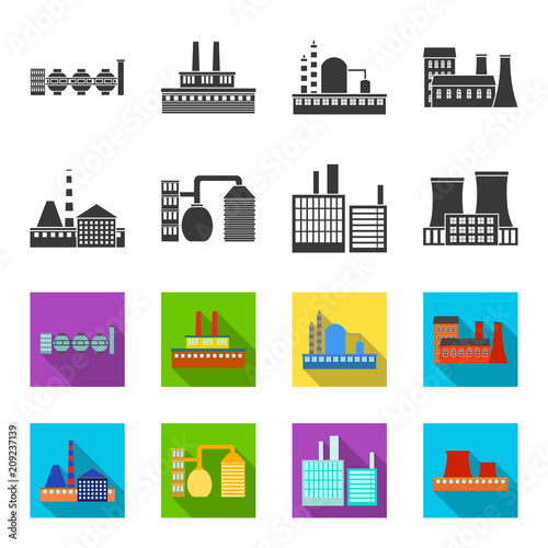 Industry, production.Factory set collection icons in black,flet style vector symbol stock illustration web.