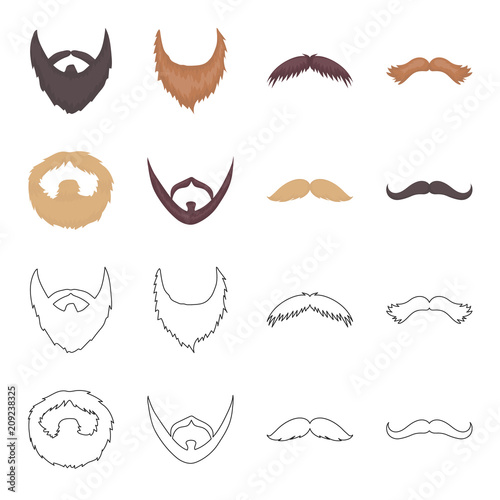 Mustache and beard, hairstyles cartoon,outline icons in set collection for design. Stylish haircut vector symbol stock web illustration.