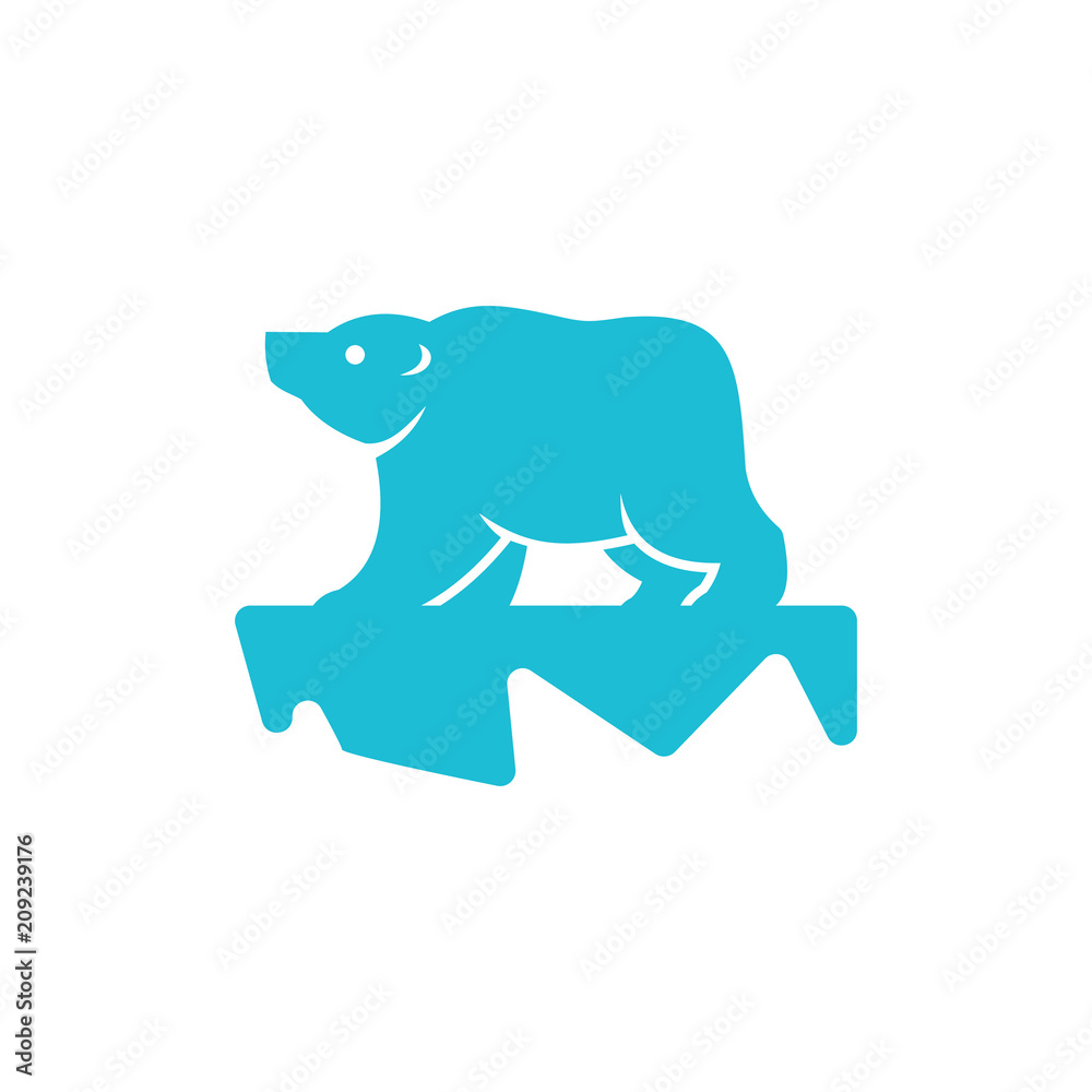 Obraz premium Polar Bear Standing on Ice Logo Mascot