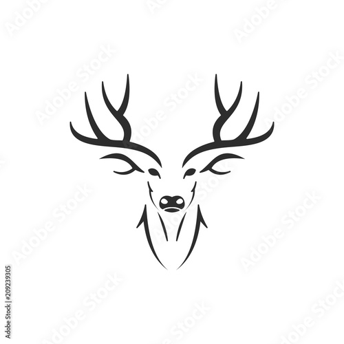 Simple Silhouette of Stag Deer Antlers Head