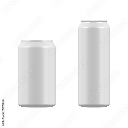 vector blank small and big aluminium soda can mock up isolated on white