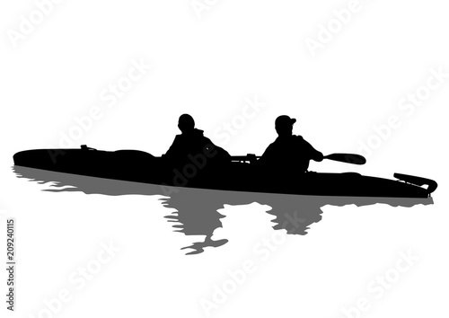 Sports kayak with athletes on a white background © Николай Григорьев