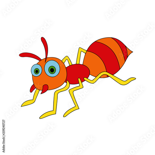 Ant cartoon illustration isolated on white background for children color book