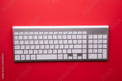 computer keyboard on colorful background