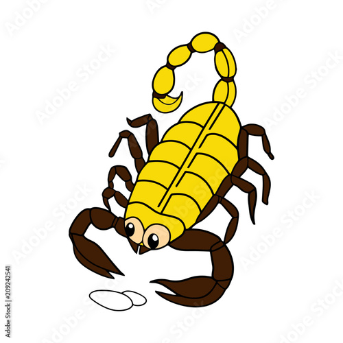 Scorpion cartoon illustration isolated on white background for children color book photo