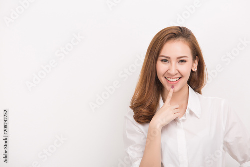 Young happy woman portrait . isolated on white background