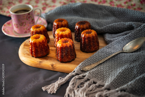 Canele is a small French pastry with rum and vanilla