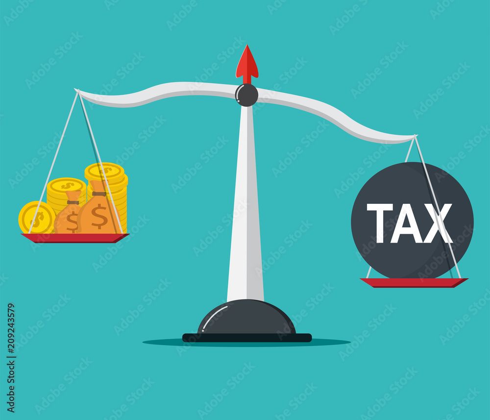 Scale with money and taxes. Vector illustration. Scale with money and taxes. Vector illustration.