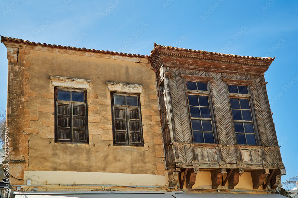 An old wooden house in the city of Rethymnon..