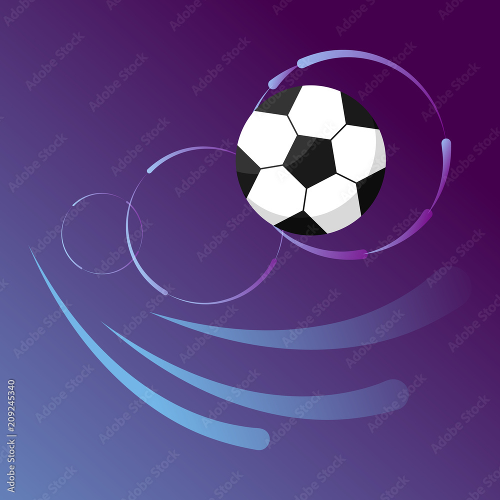 Obraz premium Soccer ball in goal flight on gradient background.