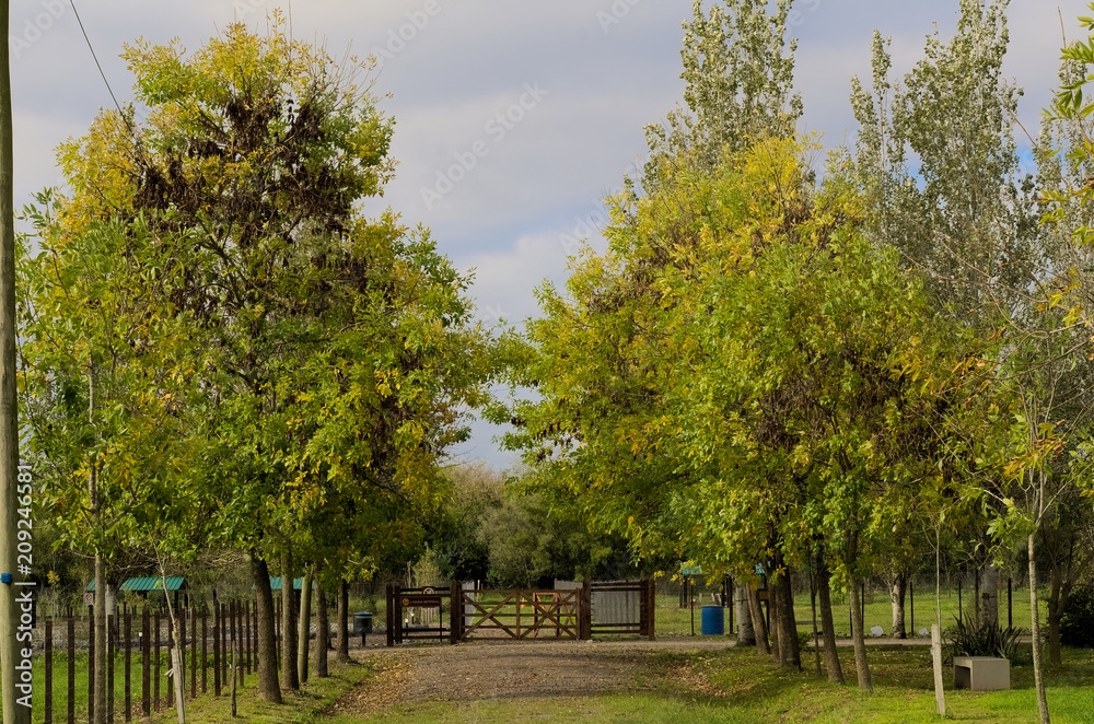 Naklejka premium Entrada con tranquera de granja