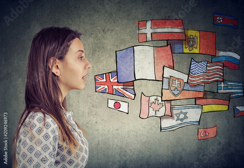 Young man learning different languages photo