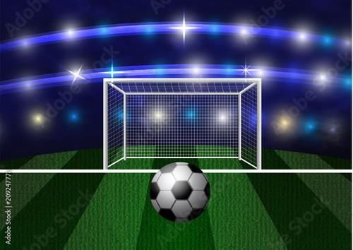 Football arena with a soccer ball