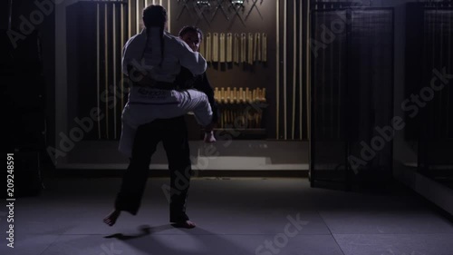 Two women sparring martial arts sport and fitness