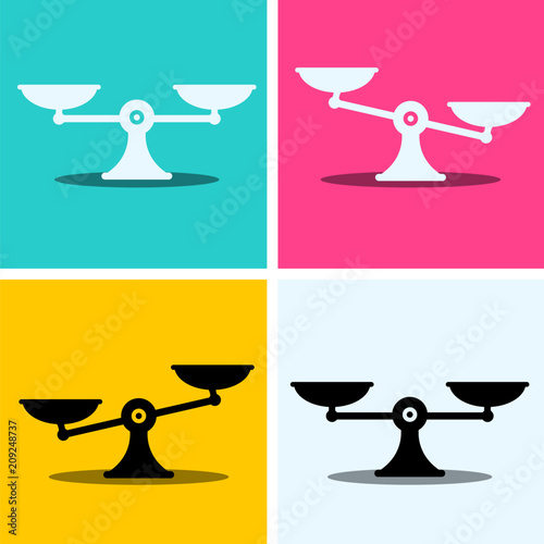 Scales Icons Set on Colorful Background. Vector Illustration. Scale Symbol. photo