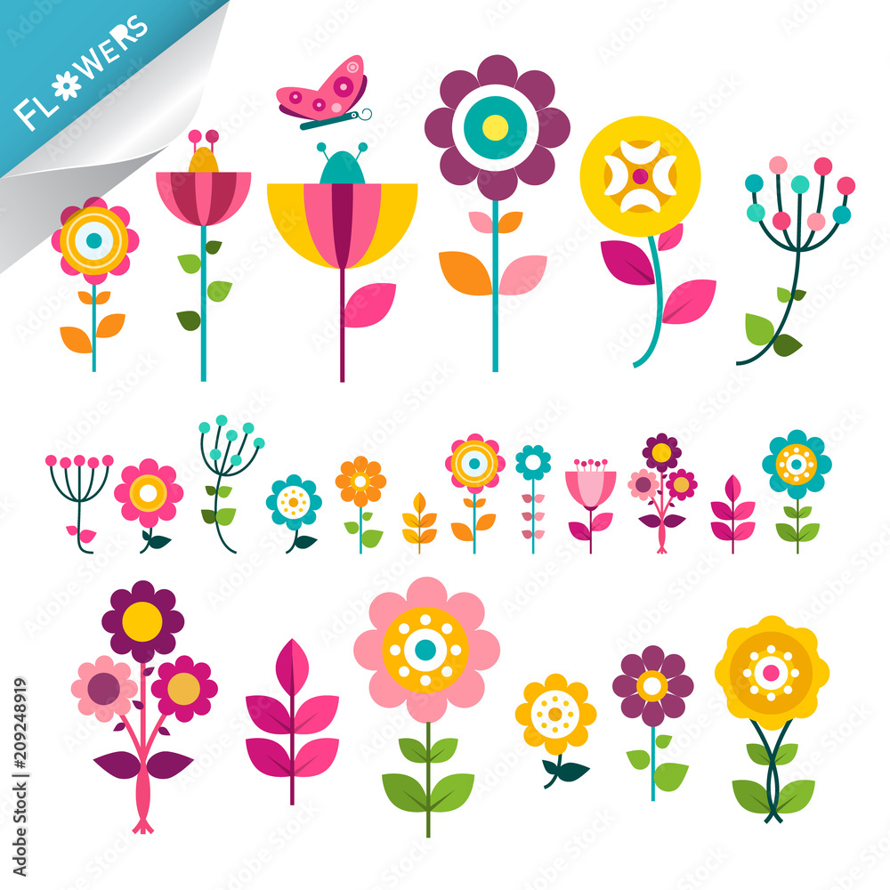 Flower Symbol. Flowers Icons. Cute Flat Plants. Colorful Decorative Vector Natural Elements. Flower Symbol. Flowers Icons. Cute Flat Plants. Colorful Decorative Vector Natural Elements.
