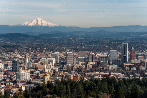 View of Mount Hood and Portland in Oregon