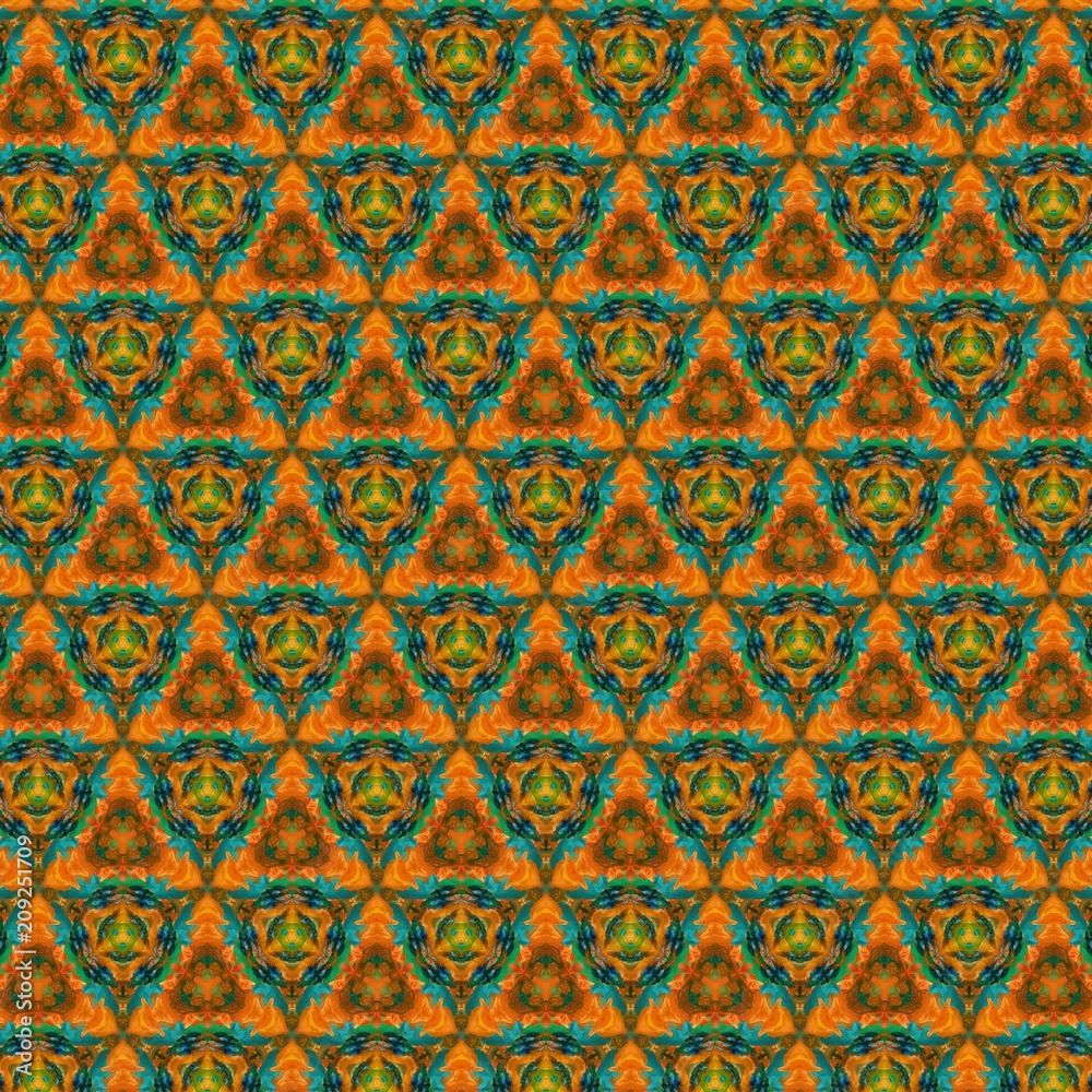 Seamless pattern background. Symmetric vintage fabric texture. Decor for design trendy fashion clothes, textile and print. High resolution desktop wallpaper. Template for hand made products decoration