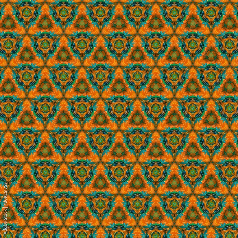 Seamless pattern background. Symmetric vintage fabric texture. Decor for design trendy fashion clothes, textile and print. High resolution desktop wallpaper. Template for hand made products decoration