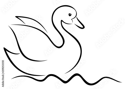 Swan with wave. 