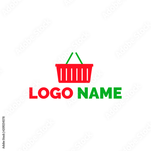 Logo supermarket shopping cart. Logo for grocery store, supermarket