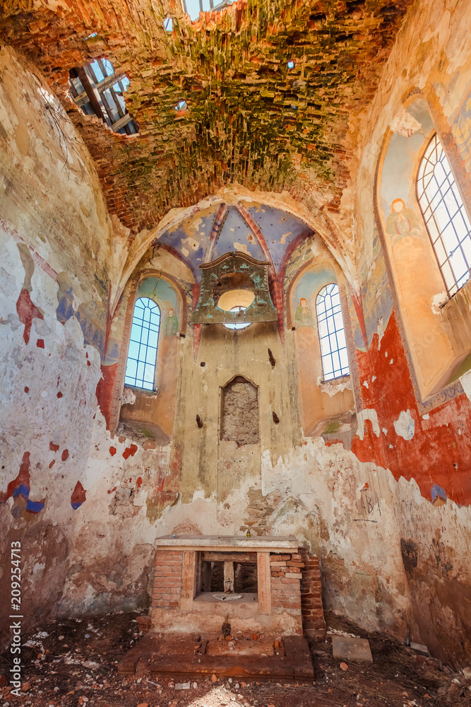 old abandoned church interior