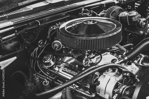 Classic Muscle Car in Black and White photo