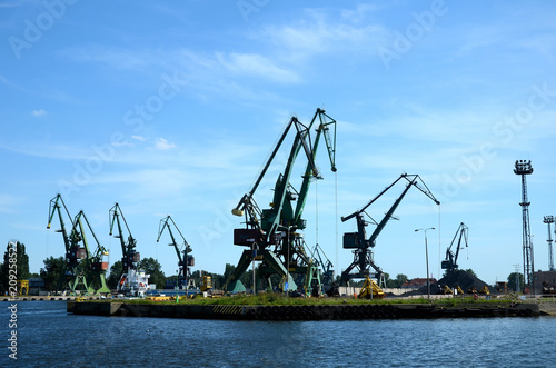 Obraz na płótnie Port machines in Gdansk, Baltic Sea, Poland w salonie