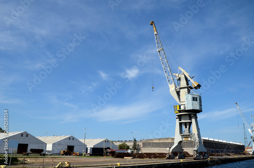 Obraz na płótnie Port machines in Gdansk, Baltic Sea, Poland w salonie