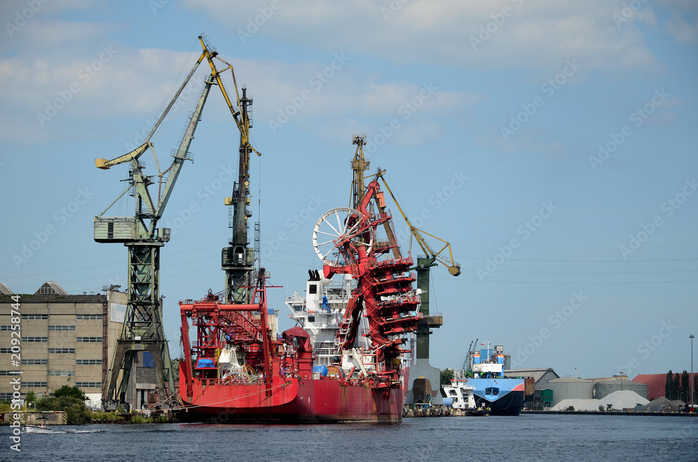 Port machines in Gdansk, Baltic Sea, Poland